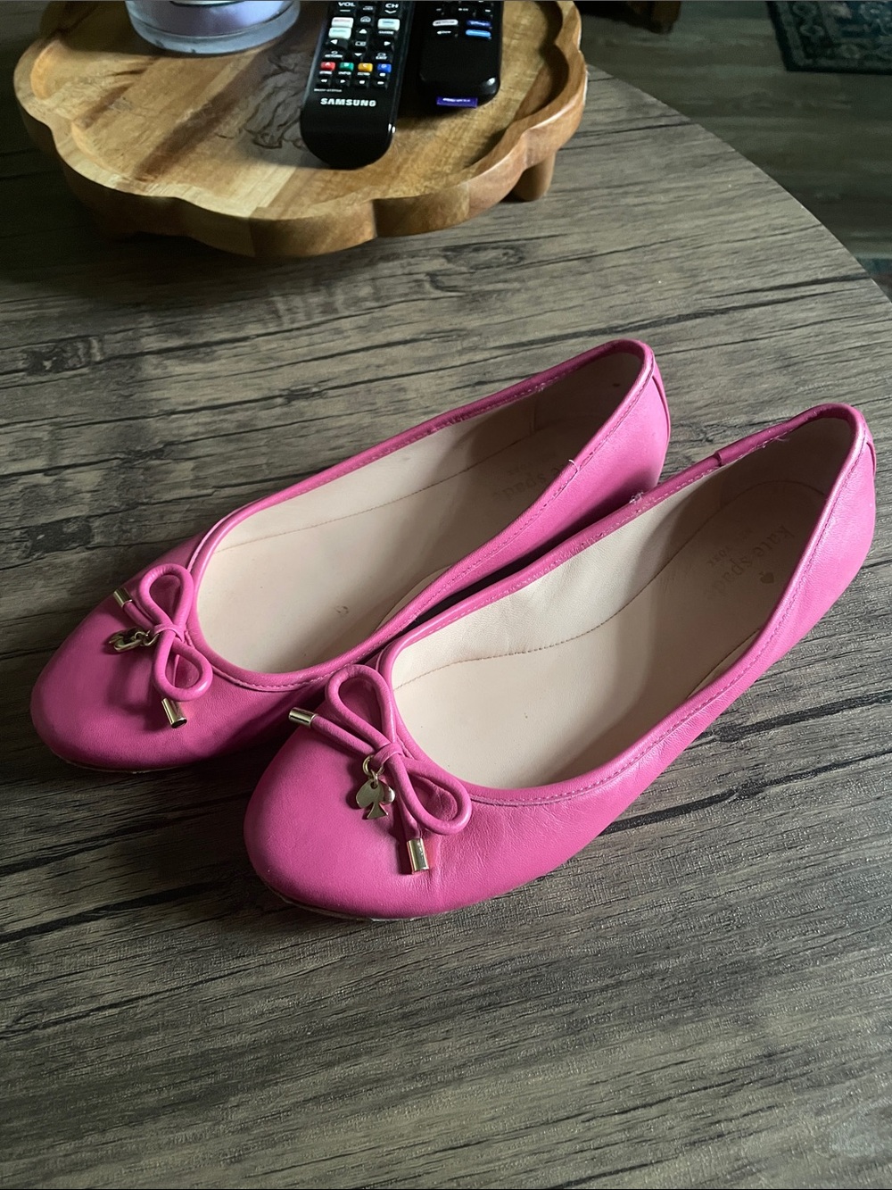 Bright Pink Bow Ballet Flats for Women